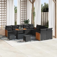 Garden Sofa Set with Cushion 13 pcs Black 90 x 55 x 71 cm