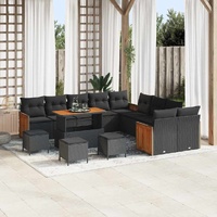 Garden Sofa Set with Cushion 14 pcs Black 110 x 55 x 71 cm