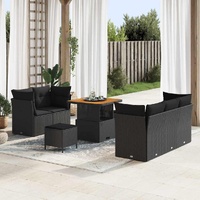 Garden Sofa Set with Cushion 8 pcs Black 80 x 80 x 71 cm