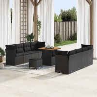 Garden Sofa Set with Cushion 11 pcs Black 80 x 80 x 71 cm