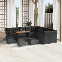 Garden Sofa Set with Cushion 14 pcs Black 110 x 55 x 71 cm