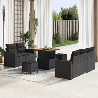 Garden Sofa Set with Cushion Manual 8 pcs Black 80 x 80 x 71 cm