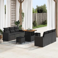 Garden Sofa Set with Cushion Manual 9 pcs Black 80 x 80 x 71 cm