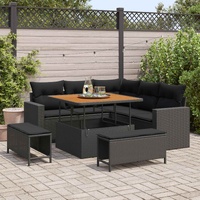 Garden Sofa Set with Cushion 9 pcs Black Poly Rattan