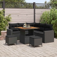 Garden Sofa Set with Cushion 9 pcs Black Poly Rattan