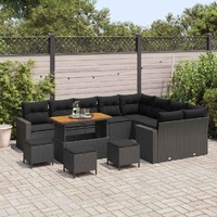 Garden Sofa Set with Cushion 13 pcs Black 110 x 55 x 71 cm