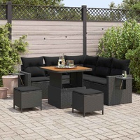 Garden Sofa Set with Cushion 8 pcs Black 80 x 80 x 71 cm