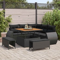 Garden Sofa Set with Cushion 8 pcs Black Poly Rattan