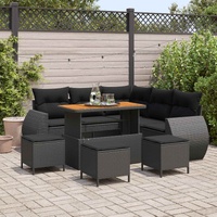 Garden Sofa Set 9 pcs 8-Seater Black Poly Rattan