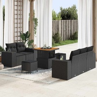 Garden Sofa Set with Cushion Manual 8 pcs Black 80 x 80 x 71 cm