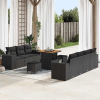 Garden Sofa Set with Cushion 10 pcs Black 80 x 80 x 71 cm