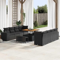Garden Sofa Set with Cushion 11 pcs Black 100 x 100 x 71 cm