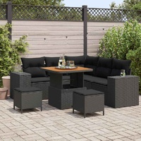 Garden Sofa Set with Cushion 8 pcs Black 100 x 100 x 71 cm