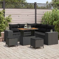 Garden Sofa Set with Cushion 8 pcs Black 90 x 55 x 71 cm