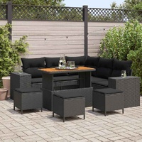 Garden Sofa Set with Cushion 9 pcs Black 110 x 55 x 71 cm
