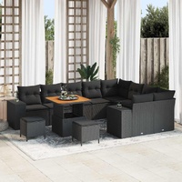 Garden Sofa Set with Cushion 12 pcs Black 80 x 80 x 71 cm