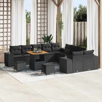 Garden Sofa Set with Cushion 13 pcs Black 80 x 80 x 71 cm
