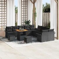 Garden Sofa Set with Cushion 13 pcs Black 80 x 80 x 71 cm