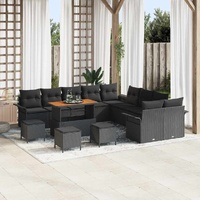 Garden Sofa Set with Cushion 14 pcs Black 110 x 55 x 71 cm
