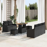Garden Sofa Set with Cushion 8 pcs Black 90 x 55 x 71 cm