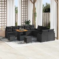 Garden Sofa Set with Cushion 13 pcs Black 80 x 80 x 71 cm