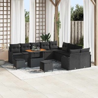 Garden Sofa Set with Cushion 13 pcs Black 90 x 55 x 71 cm