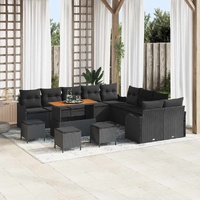 Garden Sofa Set with Cushion 14 pcs Black 110 x 55 x 71 cm