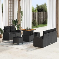Garden Sofa Set with Cushion 8 pcs Black 80 x 80 x 71 cm