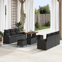 Garden Sofa Set with Cushion 9 pcs Black 90 x 55 x 71 cm