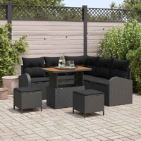Garden Sofa Set with Cushion with Storage 8 pcs Black