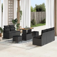 Garden Sofa Set with Cushion 8 pcs Black 90 x 55 x 71 cm