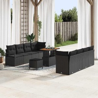 Garden Sofa Set with Cushion with Storage Black 90 x 55 x 71 cm