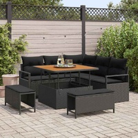 Garden Sofa Set with Cushion 8 pcs Black 100 x 100 x 71 cm