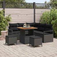 Garden Sofa Set with Cushion 8 pcs Black 80 x 80 x 71 cm