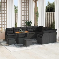 Garden Sofa Set with Cushion with Storage 12 pcs Black