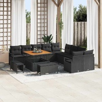 Garden Sofa Set with Cushion 13 pcs Black 100 x 100 x 71 cm
