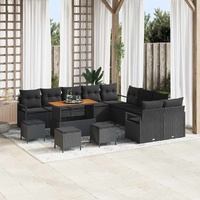 Garden Sofa Set with Cushion 14 pcs Black 110 x 55 x 71 cm