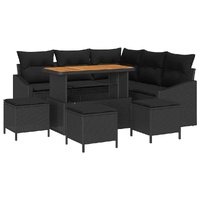 Garden Sofa Set with Cushion 9 pcs Black Poly rattan