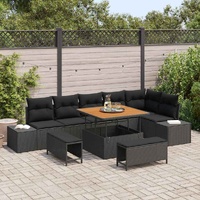 Garden Sofa Set with Cushion 9 pcs Black Poly rattan