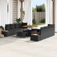 Garden Sofa Set with Cushion 11 pcs Black 100 x 100 x 71 cm