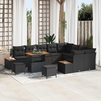 Garden Sofa Set with Cushion 12 pcs Black Poly rattan