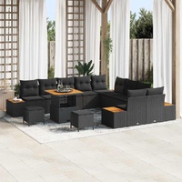 Garden Sofa Set with Cushion 13 pcs Black Poly rattan