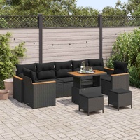 Garden Sofa Set 10 pcs Black 90 x 55 x 71 cm Poly rattan