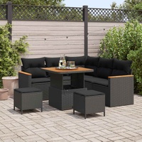 Garden Sofa Set with Cushion 8 pcs Black Poly rattan