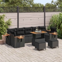 Garden Sofa Set with Cushion 13 pcs Black Poly Rattan