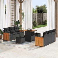 Garden Sofa Set 9 pcs Black 80 x 80 x 71 cm Poly Rattan