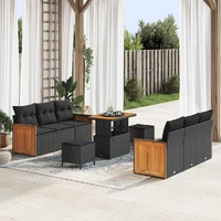 Garden Sofa Set 9 pcs Black 90 x 55 x 71 cm Poly Rattan