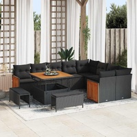Garden Sofa Set 12 pcs Black 100 x 100 x 71 cm Poly Rattan