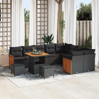 Garden Sofa Set 12 pcs Black 80 x 80 x 71 cm Poly Rattan
