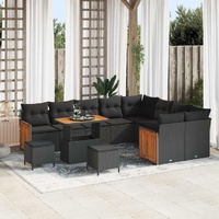 Garden Sofa Set 12 pcs Black 90 x 55 x 71 cm Poly Rattan